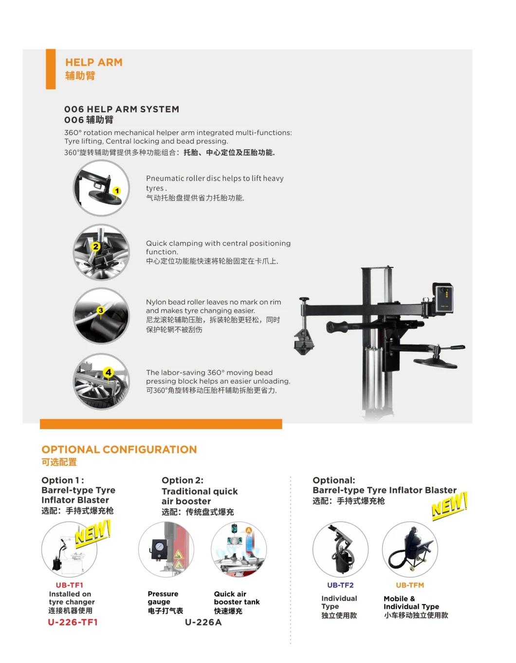Fully-Automatic U-226 Tilting Tire Changer with Dual Assist Arm tyre Changing Machine