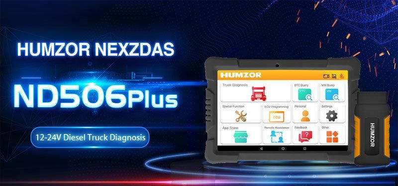Humzor Nexzdas ND506 Plus Full Version 10 Inch Tablet for 12V-24V Diesel Commercial Vehicles Diagnostic Tool with 10 Converters