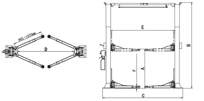 Two Mechanical Self-Lock Columns Car Lifter (212C)