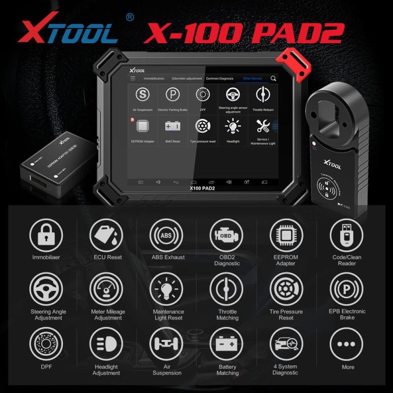 Xtool X100 Pad2 PRO with Kc100 Programmer Full Configuration Support VW 4th & 5th IMMO & Special Functions