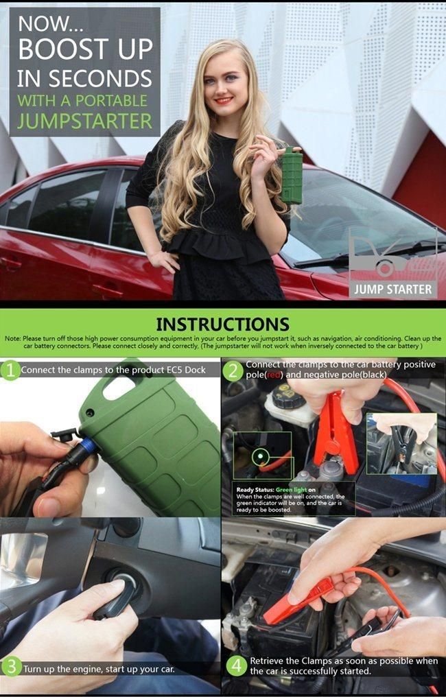 Portable Mini 600A Peak Car Battery Jump Starter Power Booster