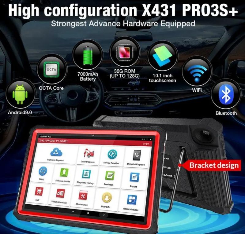 Launch X431 PRO3s Plus X431 PRO3s+ 10.1" OBD2 Diagnostic Scanner Automotive Diagnostic Tool Car Code Reader X431 PRO3 ECU Coding Active Test