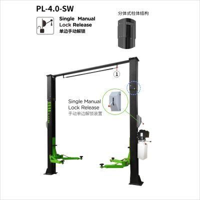 Puli 4t/8840lbs Single Manual Lock Release Two Post Car Lift Floor Plate Car Jack Pl-4.0-Sw for Car Repair Equipment and Workshop on Sale