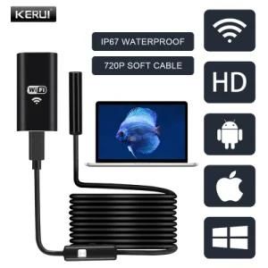 HD Endoscope Camera 720p WiFi Lens 8mm Soft Cable Wireless Inspection Waterproof Borescope for Android Ios Windows