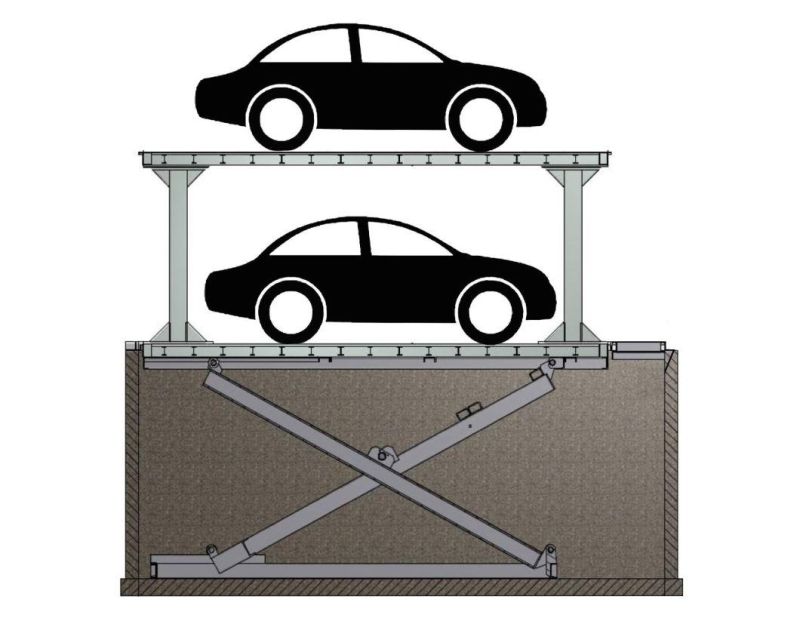 2 Cars Stacker Car Vehicle Parking Platform Lift