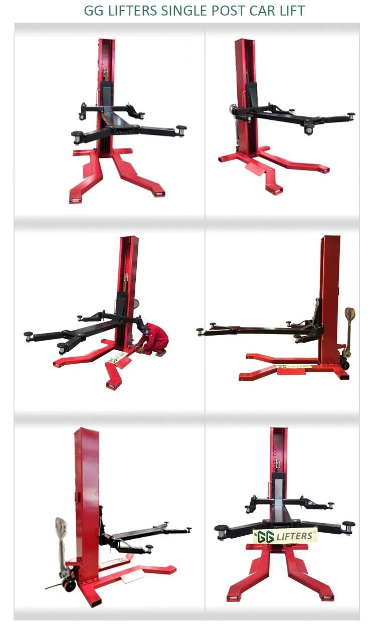 hydraulic single post car lift with manual unlocking