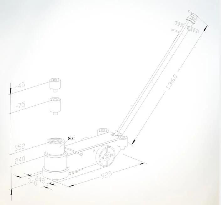 Heavy Duty Air Hydraulic Floor Jack 80 Ton for Bus