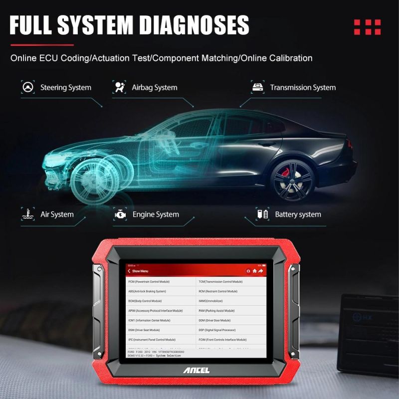 Ancel Ds600 OBD2 Professional Scanner Diagnostic Tools All System ECU Coding Active Test Oil TPMS Epb Reset Automotive Scanner