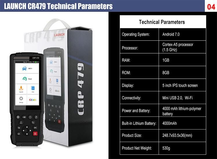Launch X431 Crp479 OBD2 Automotive Scanner Code Reader ABS Epb DPF Oil Injector Coding Odb2 Car Diagnostic Tool OBD2 Scanner