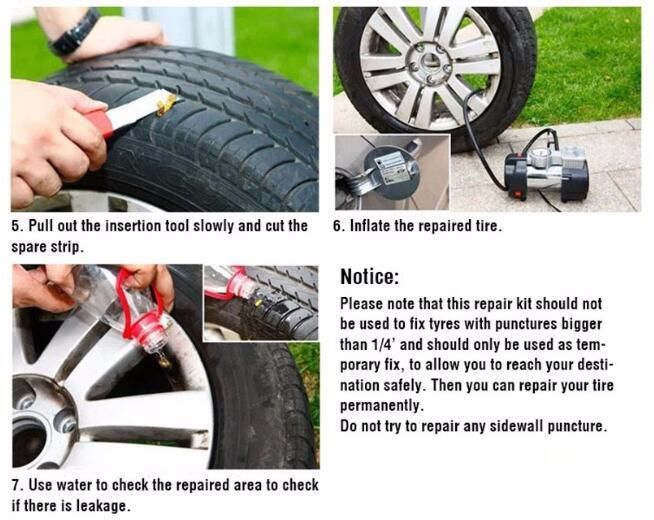Car Tubeless Flat Tire Repair Tools Kit with Plugs