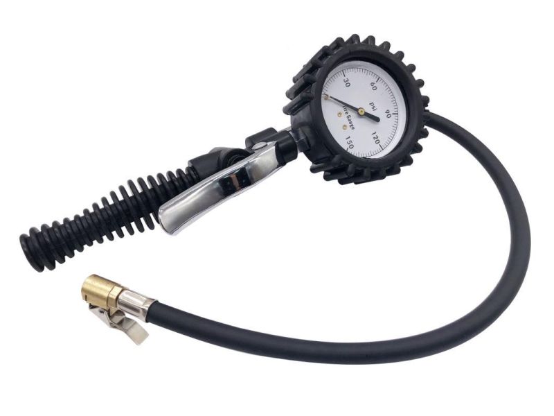 Dial Tire Inflator Gauge with Hands-Free Chuck