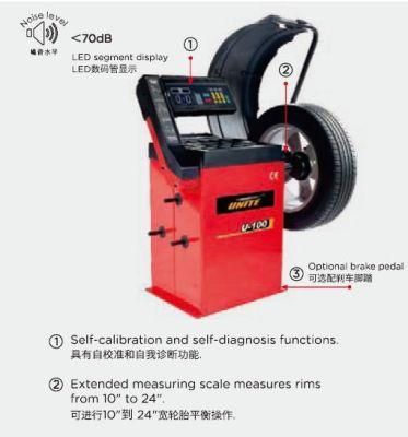 Unite Factory Wheel Balancer Self Calibration 10&quot;-24&quot; Rim Balancer Machine Auto Wheel Balancing U-100