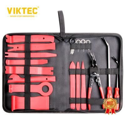 19PC Trim Removal Tool Set, Plastic Pry Bar Auto Interior and Exterior Upholstery Parts, Clips, Fastener Remover with No Scratch (VT13895)