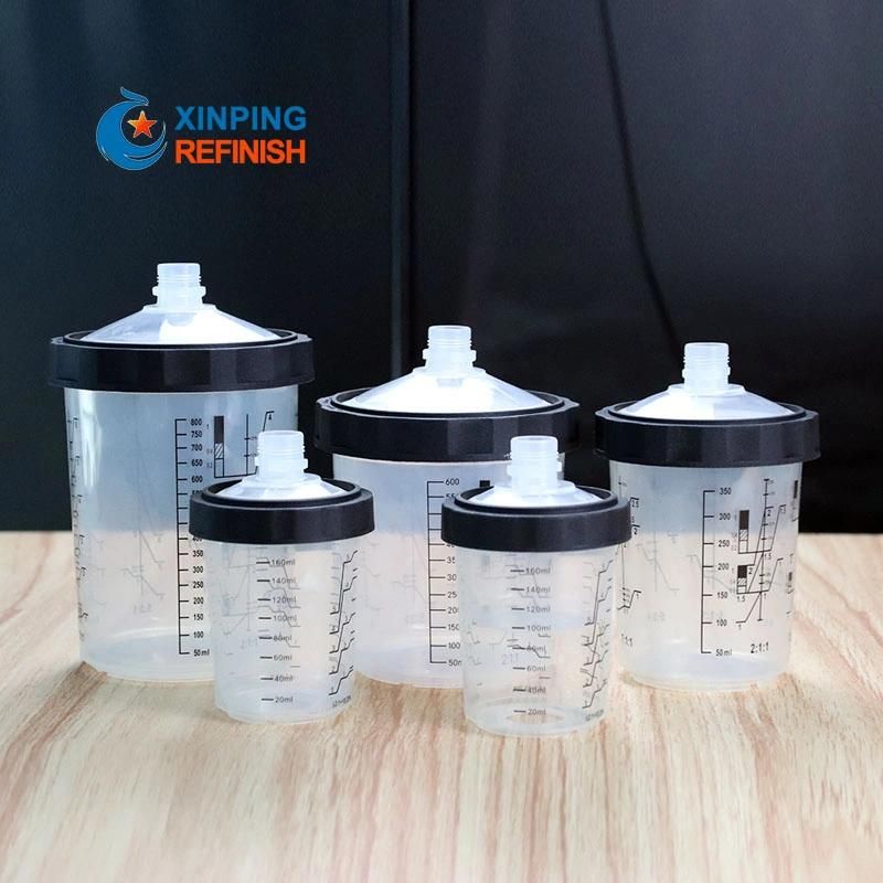 Paint Spray Gun Cup Lids and Liners Kit 600ml Paint Mixing Cup H/O Quick Disposable Paint Cup for Cars