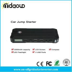 12000mAh Portable Car Jump Starter Power Bank with LCD Screen &amp; Compass and LED Flashlight 3 USB Port Charging for Phone