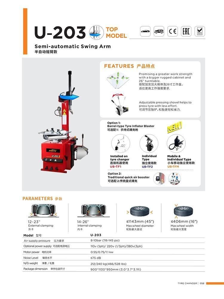 Unite Automatic Tire Changer U-203 Professional Automatic Tire Machine Changer with Dual Assist Arm for Easy Mounting/Demounting