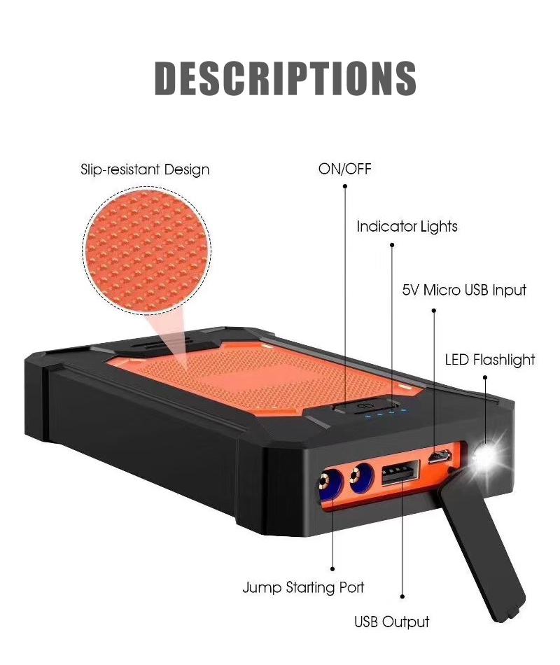 Waterproof Vehicle Jump Start Pack Lithium Rugged Car Jumper Portable Car Battery Jump Starter