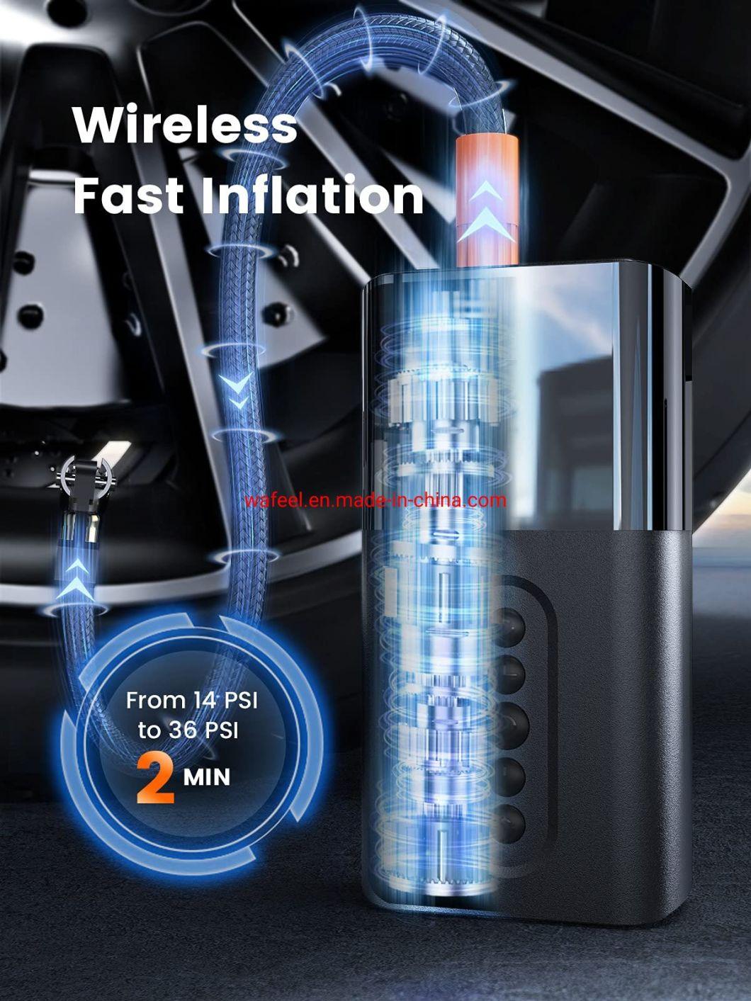 Car Tire Inflator LED Light Power Bank Pressure Mini Compressor Air Pump