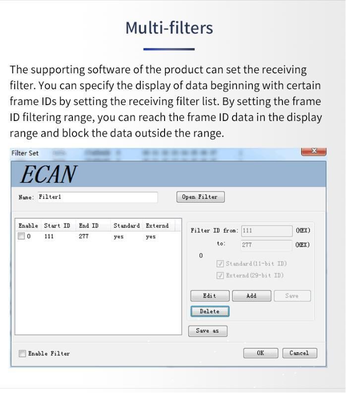 Communication Can Bus Module Debug Tools Gcan Usbcan-Mini Analyzer