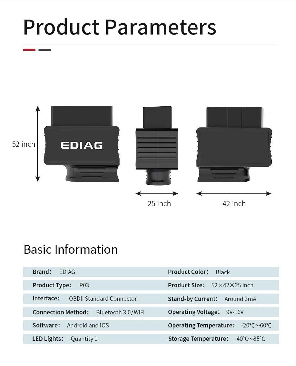 Ediag P03 Auto Scanner Elm 327 Obdii Interface Obdii Test